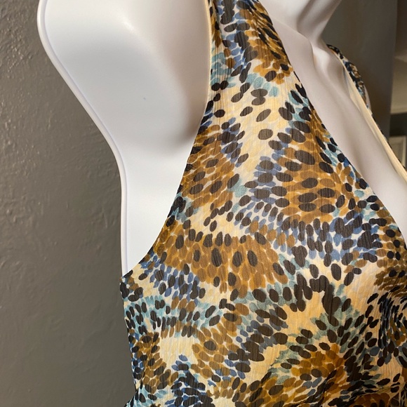 BCX Women's Brown Sleeveless Blouse, Back Tie, V Neck - Picture 2 of 16